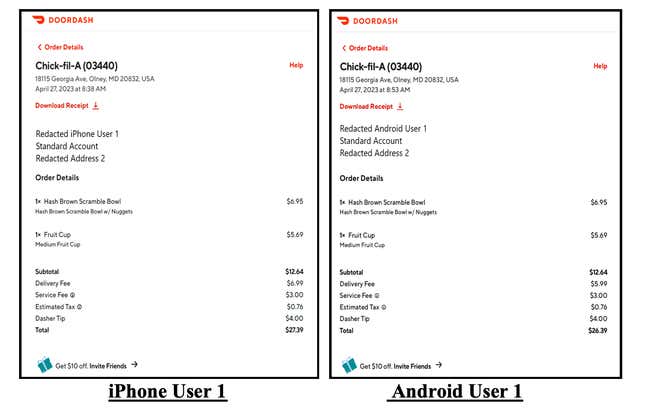 Image pour l'article intitulé Lawsuit Claims Les utilisateurs d'Apple sont facturés plus pour la livraison sur DoorDash